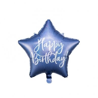 Folinis balionas "Happy Birthday" 40cm mėlynas Folinis balionas "Happy Birthday" 40cm mėlynas