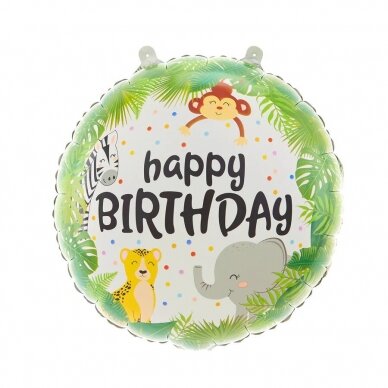 Folinis balionas Happy birthday Džiunglės 45 cm