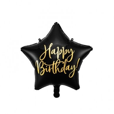 Folinis balionas "Happy Birthday" 40cm juodas