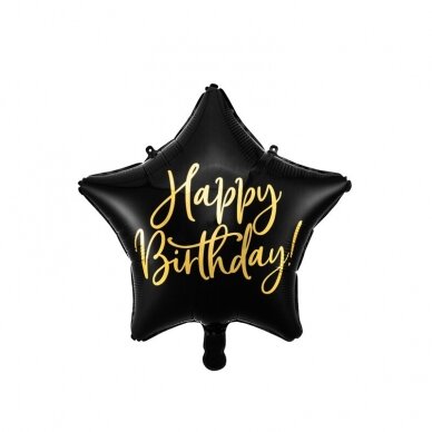 Folinis balionas "Happy Birthday" 40cm juodas Folinis balionas "Happy Birthday" 40cm juodas