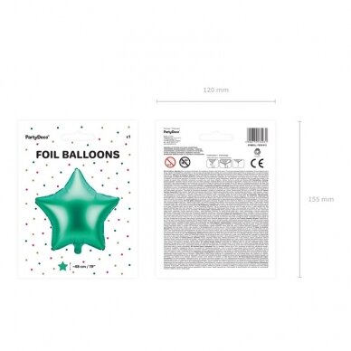 Folinis balionas "Žvaigždė" žalias 48 cm 3 Folinis balionas "Žvaigždė" žalias 48 cm 3