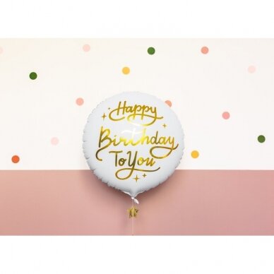 Folinis balionas "Happy birthday" baltas 35 cm Folinis balionas "Happy birthday" baltas 35 cm