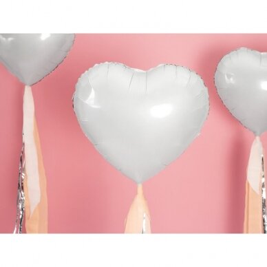 Folinis balionas "Širdelė" 45cm baltas 1