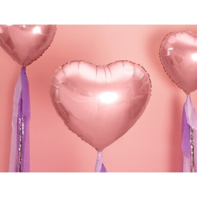 Folinis balionas "Širdelė" 45cm rožinio aukso 1