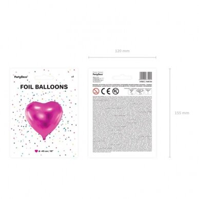 Folinis balionas "Širdelė" 45cm, rožinis 4