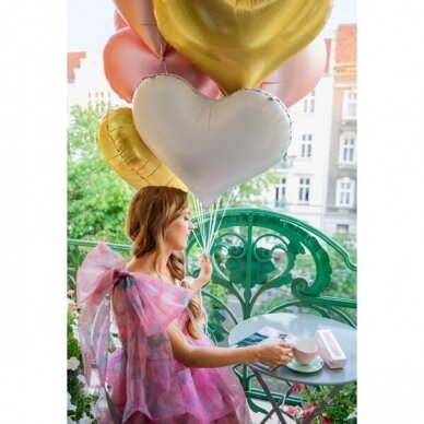 Folinis balionas Širdutė 75x64,5 cm, baltas 2