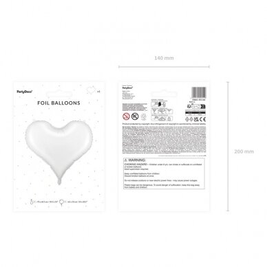 Folinis balionas Širdutė 75x64,5 cm, baltas 3