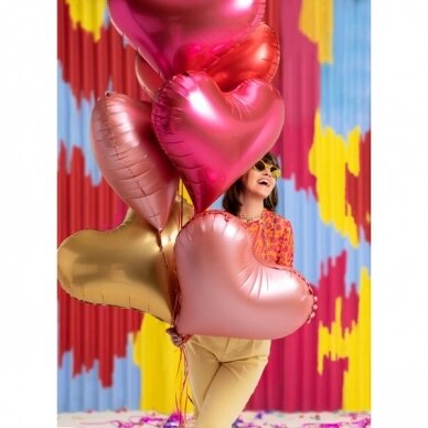 Folinis balionas Širdutė 75x64,5 cm, rožinio aukso 2
