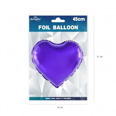 Folinis balionas Violetinė širdis 45cm