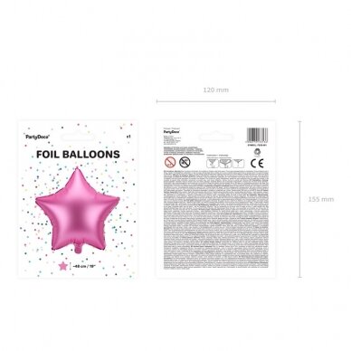 Folinis balionas Žvaigždė, rožinis 48 cm