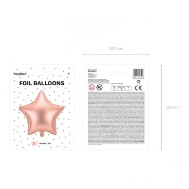Folinis balionas Žvaigždė, rožinio aukso 48 cm 1