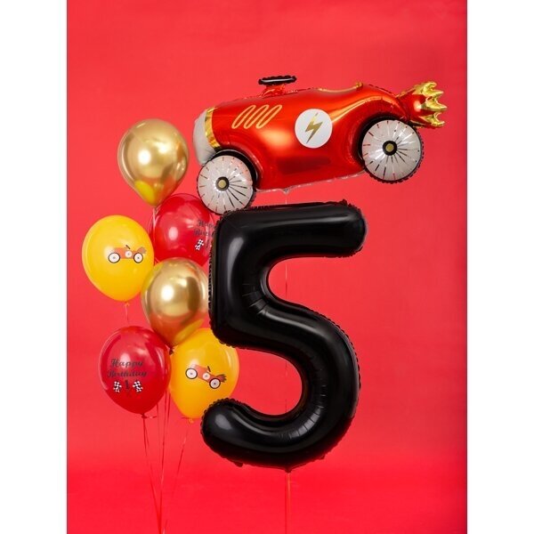 Folinis balionas "5" juodas, 86 cm 2 Folinis balionas "5" juodas, 86 cm 2