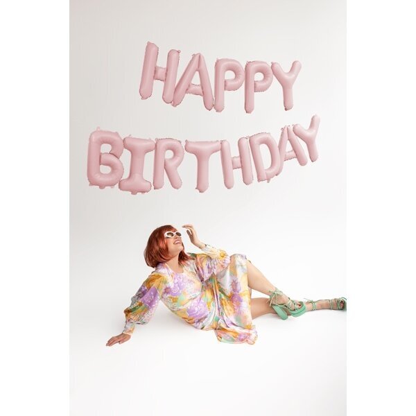 Folinis balionas Happ Birthday rausvas 340x35cm 1 Folinis balionas Happ Birthday rausvas 340x35cm 1