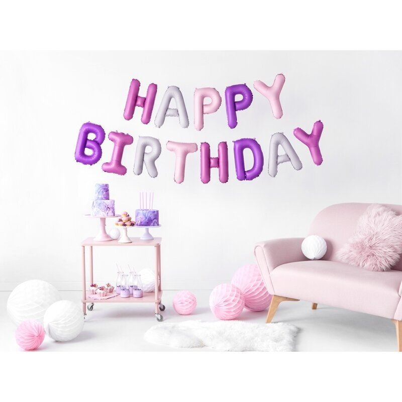 Foliniai balionai "HAPPY BIRTHDAY" , violetiniai 35cm 1 Foliniai balionai "HAPPY BIRTHDAY" , violetiniai 35cm 1