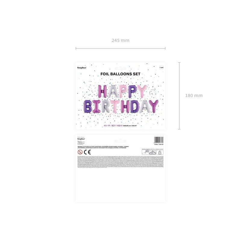 Foliniai balionai "HAPPY BIRTHDAY" , violetiniai 35cm 2 Foliniai balionai "HAPPY BIRTHDAY" , violetiniai 35cm 2