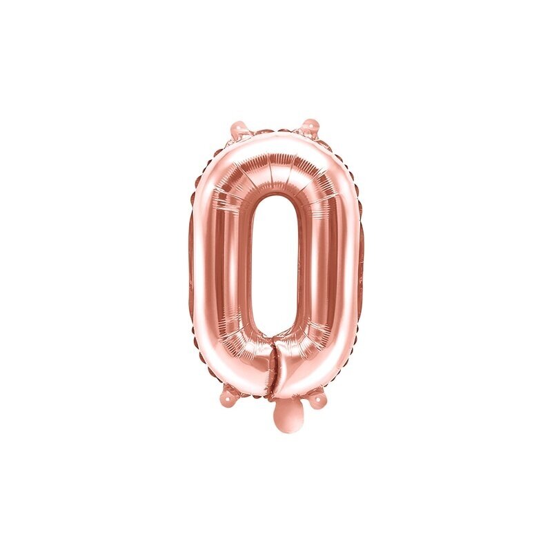 Folinis balionas "0" rožinio aukso, 35 cm