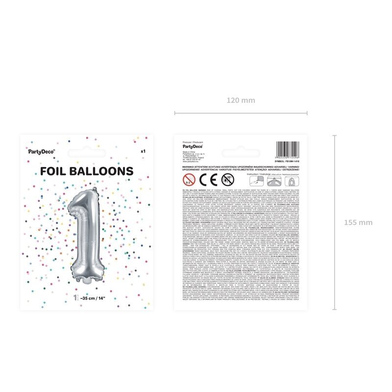 Folinis balionas sidabrinis skaičius, 35 cm 2 Folinis balionas sidabrinis skaičius, 35 cm 2