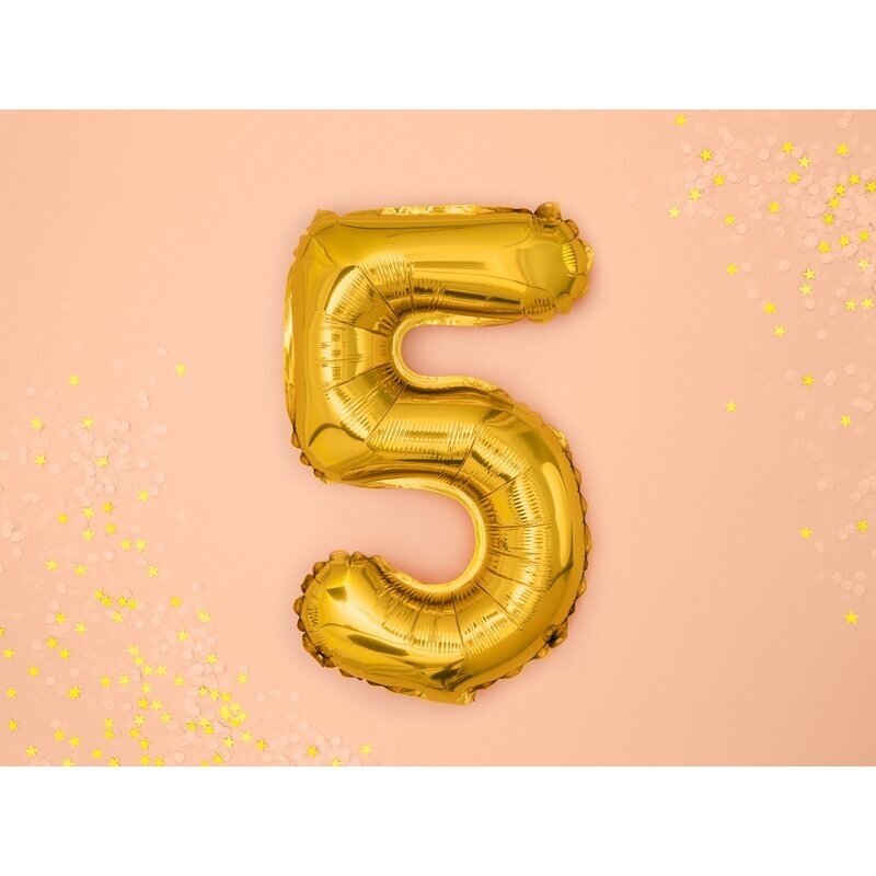 Folinis balionas  "5" auksinis, 35 cm 1