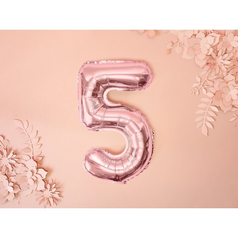 Folinis balionas  "5" rožinio aukso, 35 cm 1