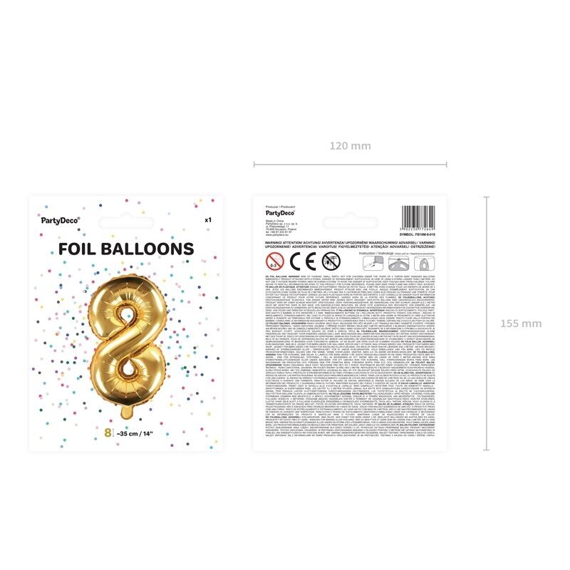 Folinis balionas "8" auksinis, 35 cm 3