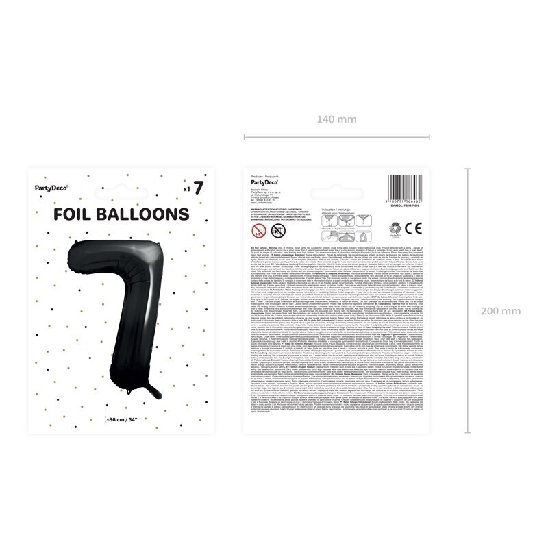 Folinis balionas "7" juodas, 86 cm 2