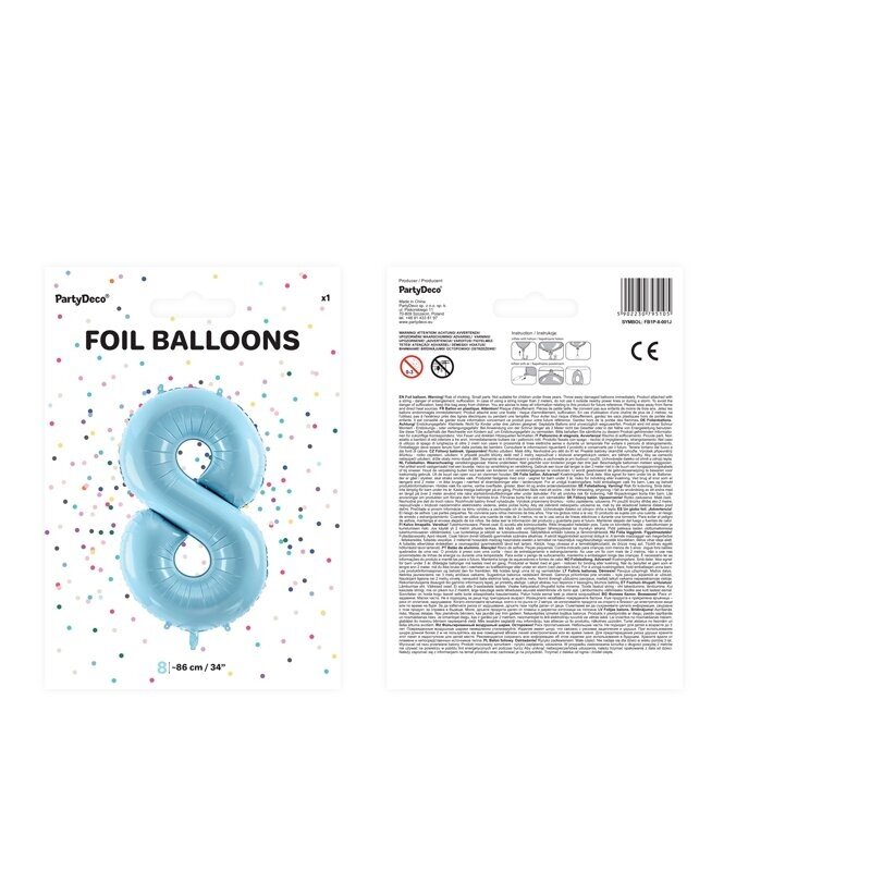 Folinis balionas "8" melsvas, 86 cm 2 Folinis balionas "8" melsvas, 86 cm 2