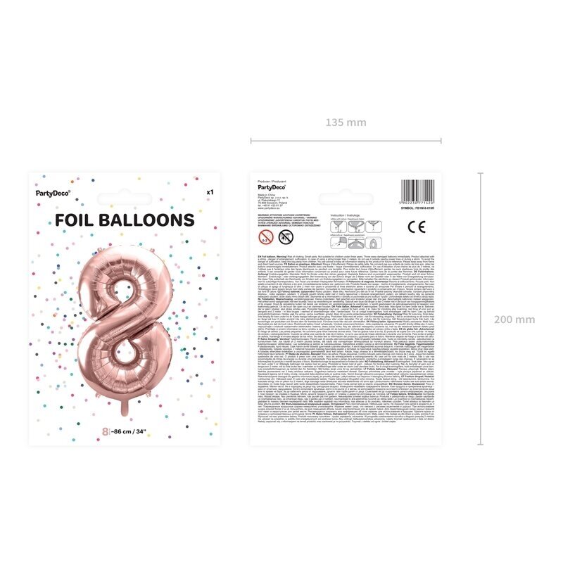 Folinis balionas "8" rožinio aukso, 86 cm 2 Folinis balionas "8" rožinio aukso, 86 cm 2