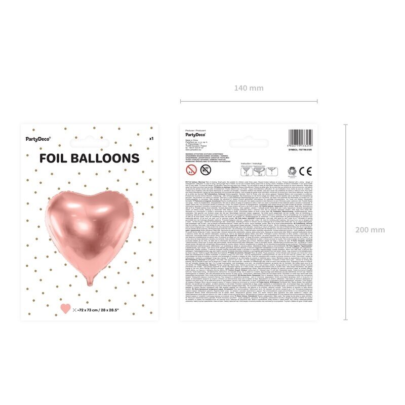 Folinis balionas didelė Širdelė rožinio aukso 72cm 2 Folinis balionas didelė Širdelė rožinio aukso 72cm 2