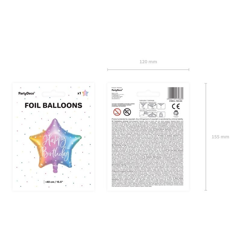 Folinis balionas "Happy Birthday" 40cm 2