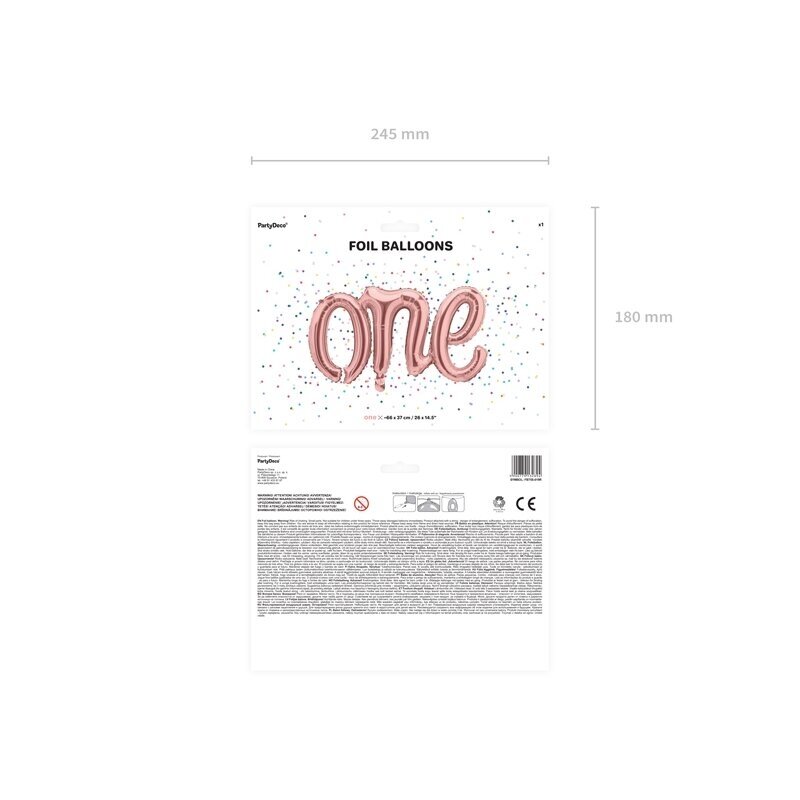 Folinis balionas "One" rožinio aukso 3 Folinis balionas "One" rožinio aukso 3