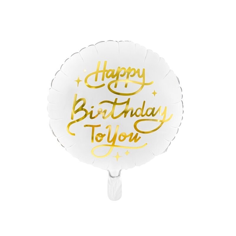 Folinis balionas "Happy birthday" baltas 35 cm Folinis balionas "Happy birthday" baltas 35 cm