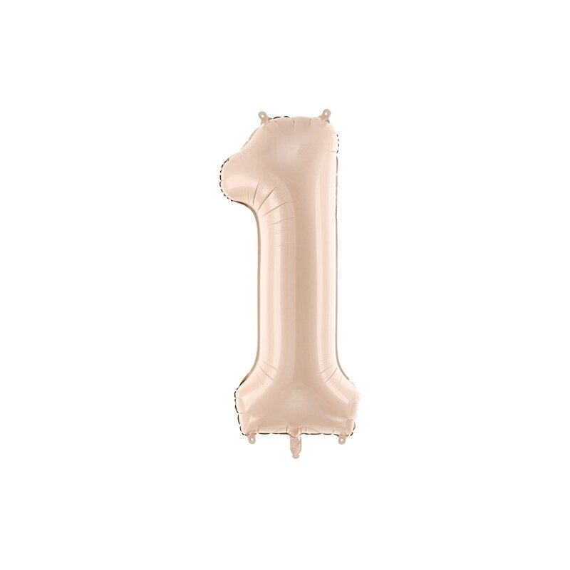 Folinis balionas skaičius 1, kreminis 72cm Folinis balionas skaičius 1, kreminis 72cm