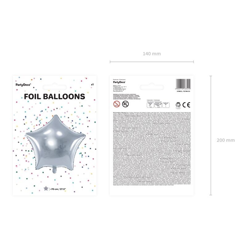 Folinis balionas "Žvaigždė" 70cm sidabrinis 2 Folinis balionas "Žvaigždė" 70cm sidabrinis 2