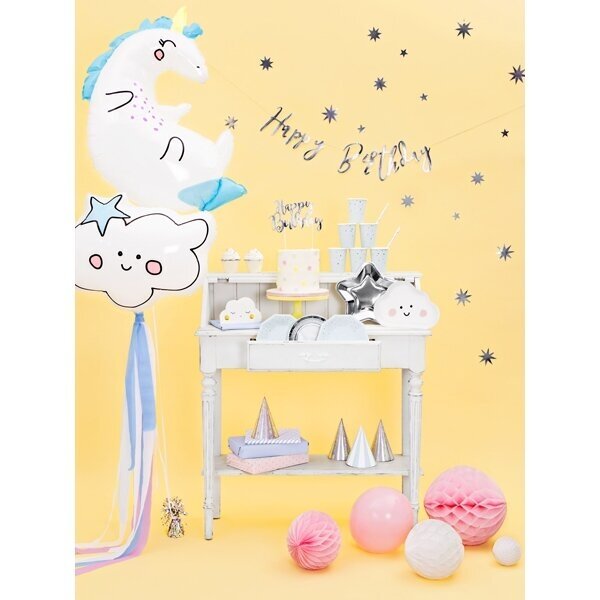 Girlianda Happy Birthday sidabrinė, 16.5x62cm 3 Girlianda Happy Birthday sidabrinė, 16.5x62cm 3