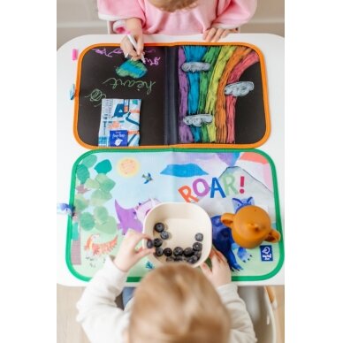 Jaq Jaq Bird spalvinimo padėklas su netepančiomis kreidelėmis, Dinozauras 4 Jaq Jaq Bird spalvinimo padėklas su netepančiomis kreidelėmis, Dinozauras 4