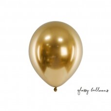 Blizgantys balionai auksiniai, 30cm, 10vnt