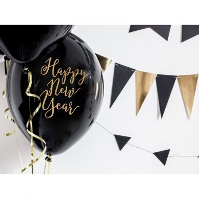Juodi balionai Happy New Year, 6 vnt 1 Juodi balionai Happy New Year, 6 vnt 1