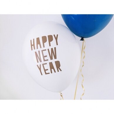 Balti balionai Happy New Year, 6 vnt  1