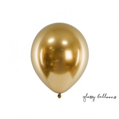 Blizgantys balionai auksiniai, 30cm, 10vnt