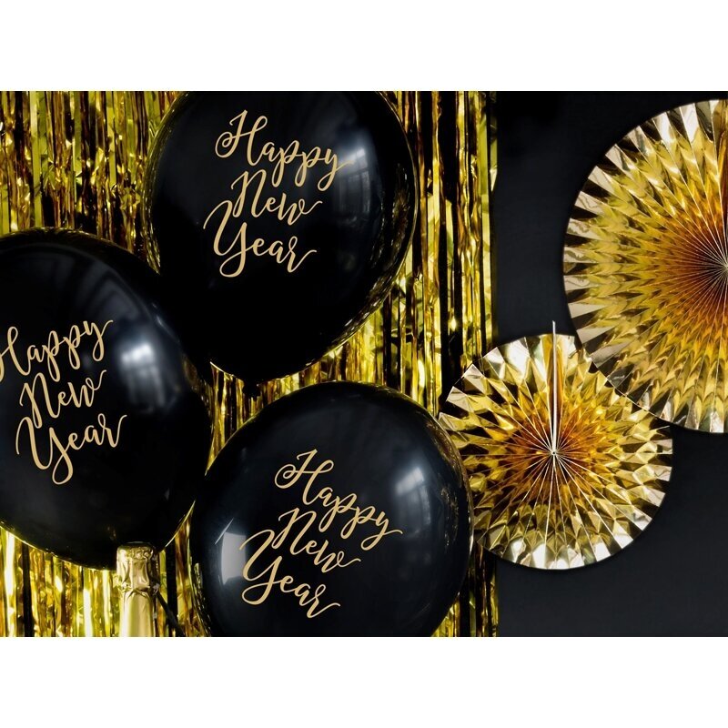 Juodi balionai Happy New Year, 6 vnt 2 Juodi balionai Happy New Year, 6 vnt 2