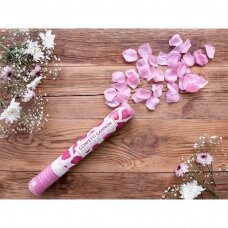 Konfeti patranka „Rožės žiedlapiai“ 40cm  - rožiniai
