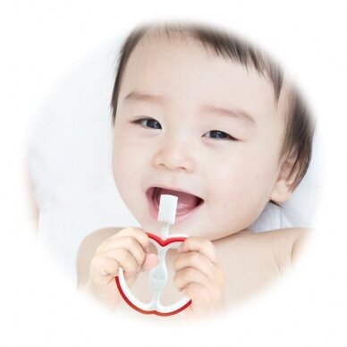 Pirmasis dantų šepetėlis EDISONmama „Obuolys“, nuo 6 mėn. 2