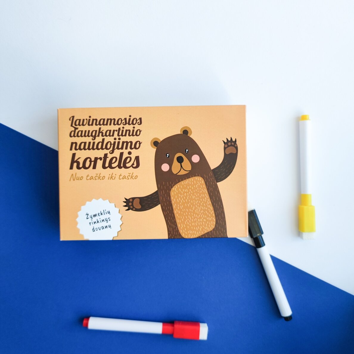 Lavinamosios daugkartinio naudojimo kortelės "Nuo taško iki taško" + žymeklių rinkinys 5