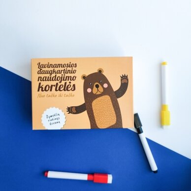 Lavinamosios daugkartinio naudojimo kortelės "Nuo taško iki taško" + žymeklių rinkinys 5