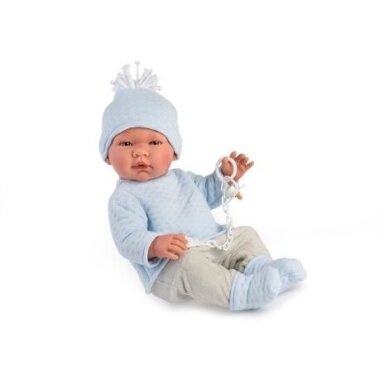 Lėlė kūdikėlis Pablo melsvais rūbeliais, 43cm Lėlė kūdikėlis Pablo melsvais rūbeliais, 43cm