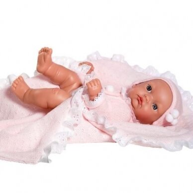 Lėlė kūdikėlis Gordi, rožiniais rūbeliais 28 cm