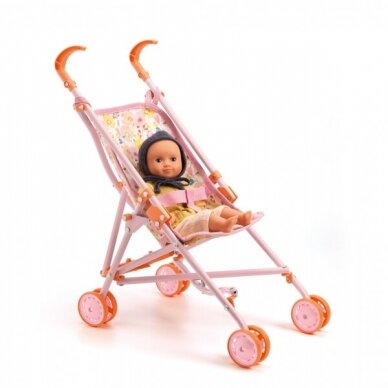 Lėlės vežimėlis - skėtukas Pomea Gėlės, 54 cm Lėlės vežimėlis - skėtukas Pomea Gėlės, 54 cm
