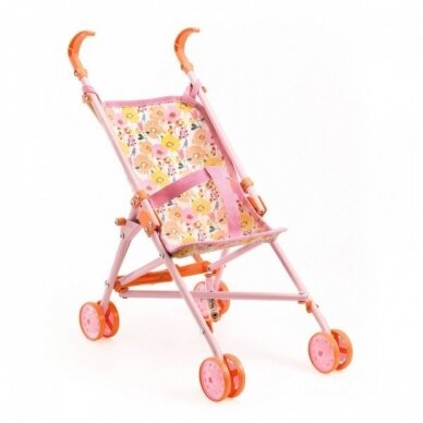 Lėlės vežimėlis - skėtukas Pomea Gėlės, 54 cm Lėlės vežimėlis - skėtukas Pomea Gėlės, 54 cm
