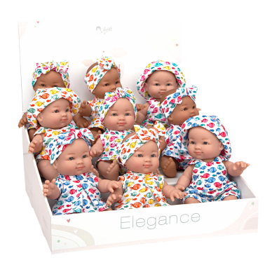 Lėlytės su rūbeliais žuvyčių raštais, 24 cm Lėlytės su rūbeliais žuvyčių raštais, 24 cm