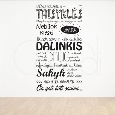 Lipdukas ant sienos „Klasės taisyklės“ didelis Lipdukas ant sienos „Klasės taisyklės“ didelis